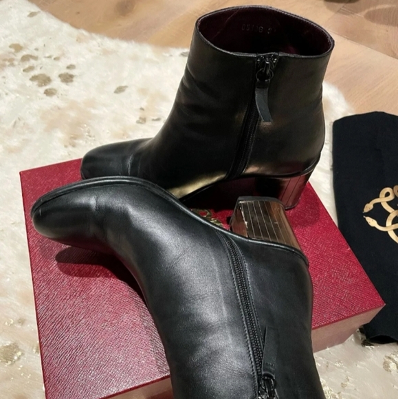 🥳3xHP🥳 Opening Ceremony Women's Black Leather side Zip Boots Sz.37 - Picture 5 of 13